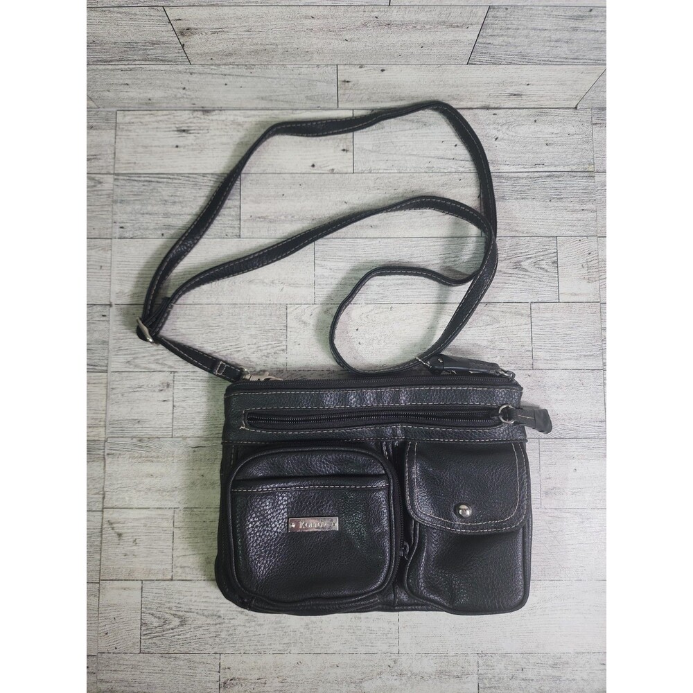 Koltov Small Crossbody Bag Multi-Zip Pockets Detachable Strap 9" Faux Leather